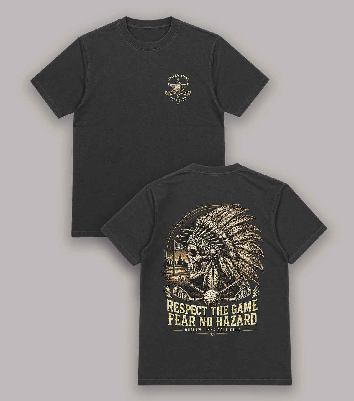 Respect the Game Fear No Hazard Skull Golf T-Shirt