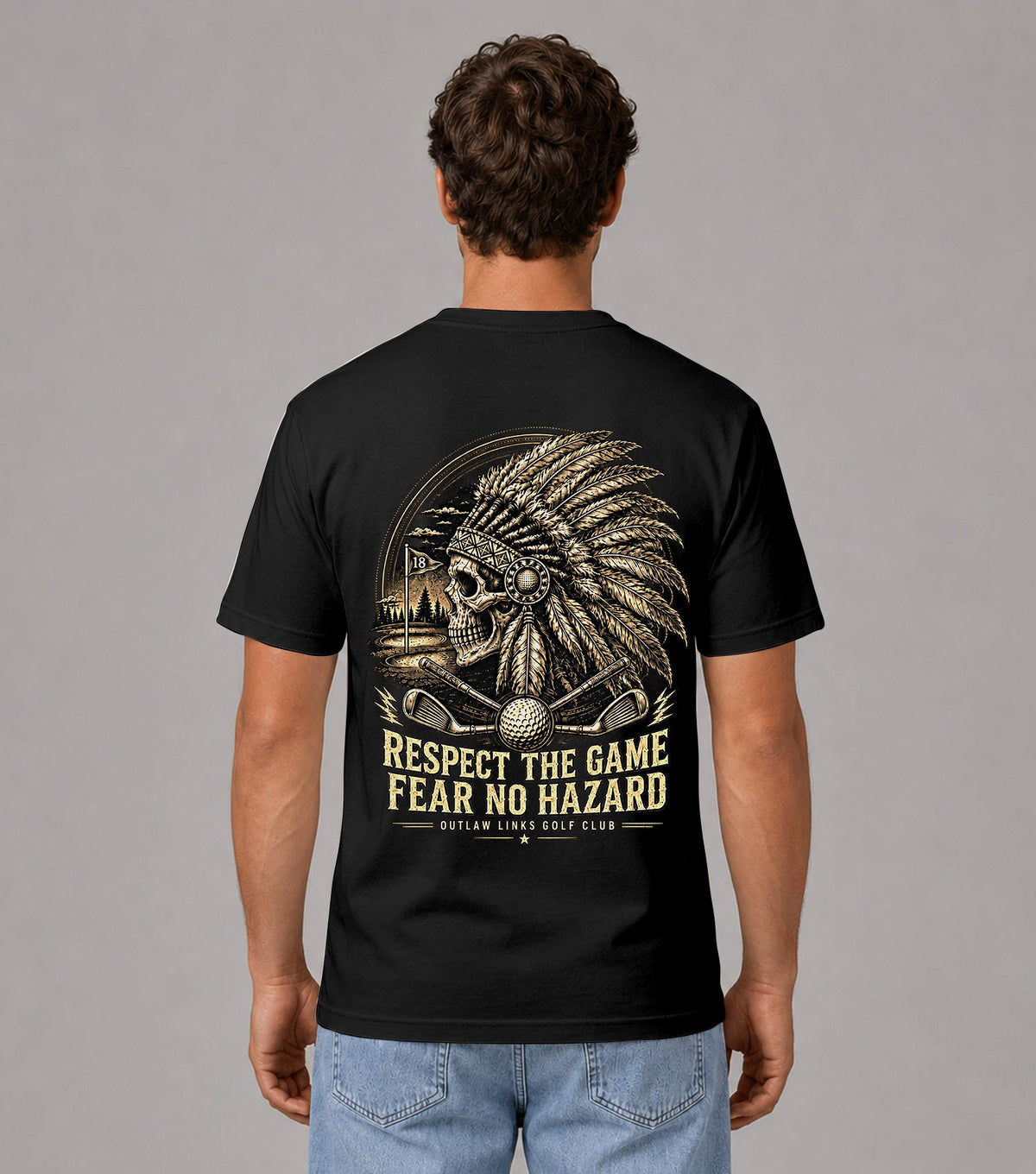 Respect the Game Fear No Hazard Skull Golf T-Shirt