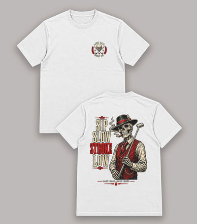 Sip Slow Stroke Low Skeleton Golf T-Shirt
