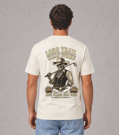 Long Trail Clean Strike Cowboy Skeleton Golf T-Shirt