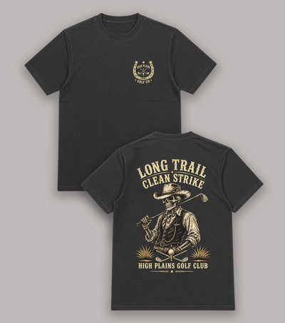 Long Trail Clean Strike Cowboy Skeleton Golf T-Shirt