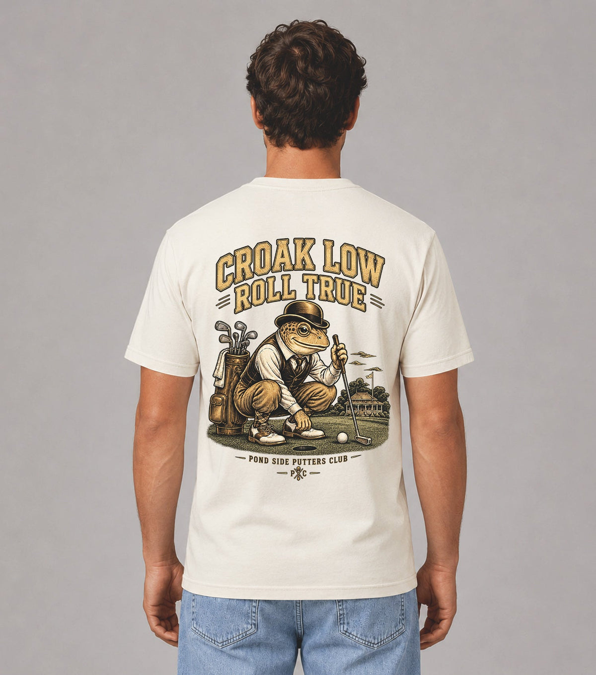 Croak Low Roll True Frog Golfer T-Shirt