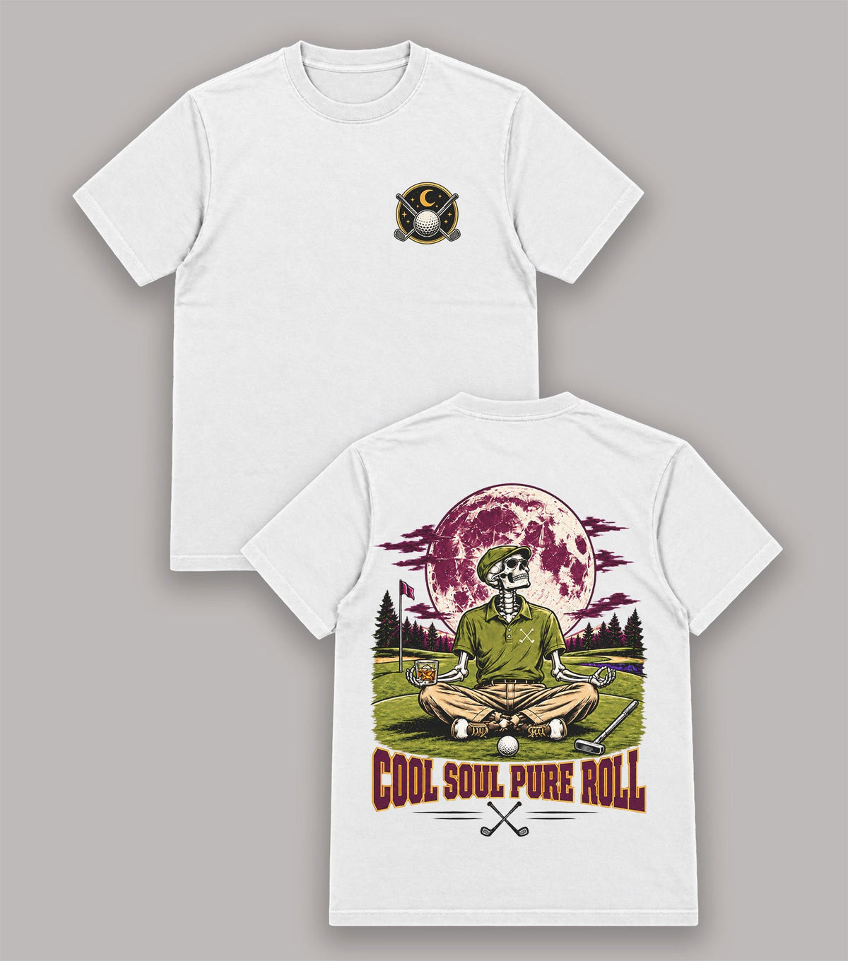 Cool Soul Pure Roll Skeleton Golf T-Shirt