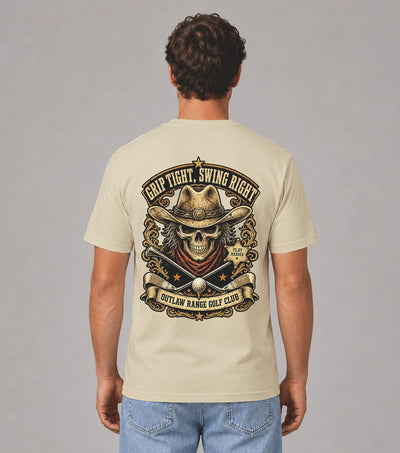 Grip Tight Swing Right Cowboy Skull Golf T-Shirt