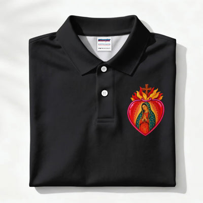 Our Lady of Guadalupe Polo Shirt for Men - Virgencita Cuida Mi Corazón Shirt