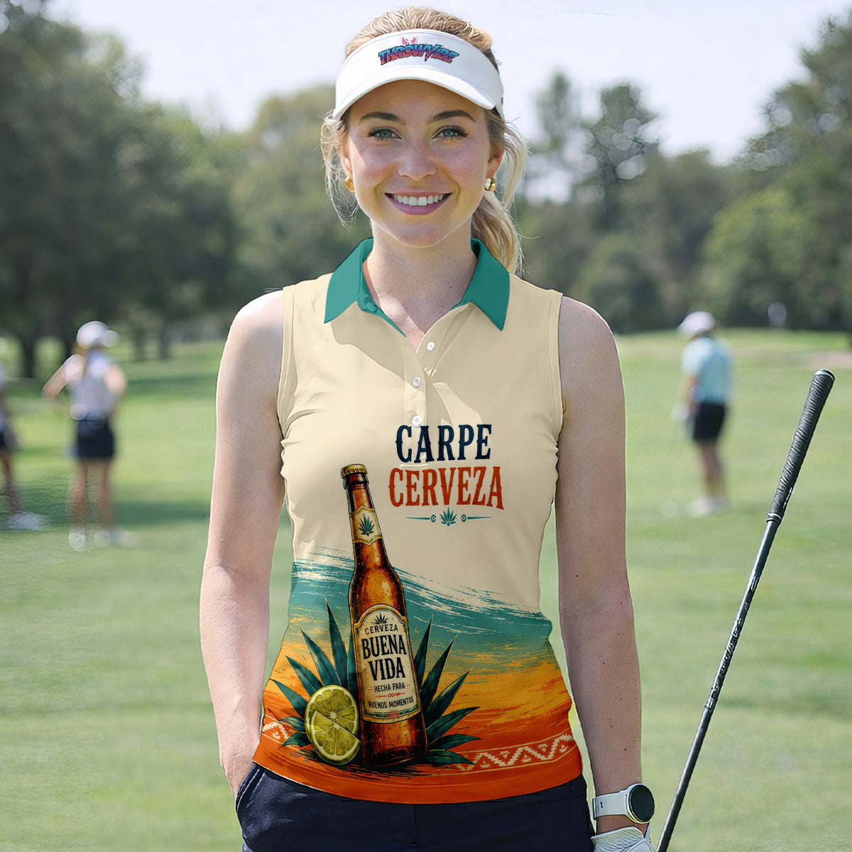 Mexican Beer Polo Shirt for Women – Carpe Cerveza Retro Fiesta Party Shirt