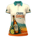 Mexican Beer Polo Shirt for Women – Carpe Cerveza Retro Fiesta Party Shirt