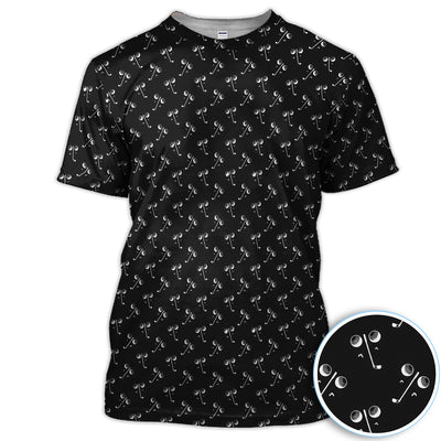 Funny Golf Polo Shirt for Men – Black & White Golf Pattern Retro Party Shirt