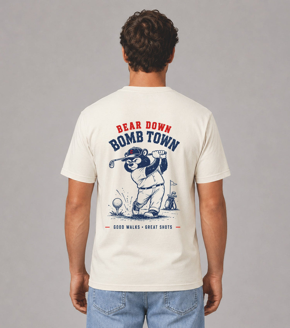 Bear Down Bomb Town Golf T-Shirt
