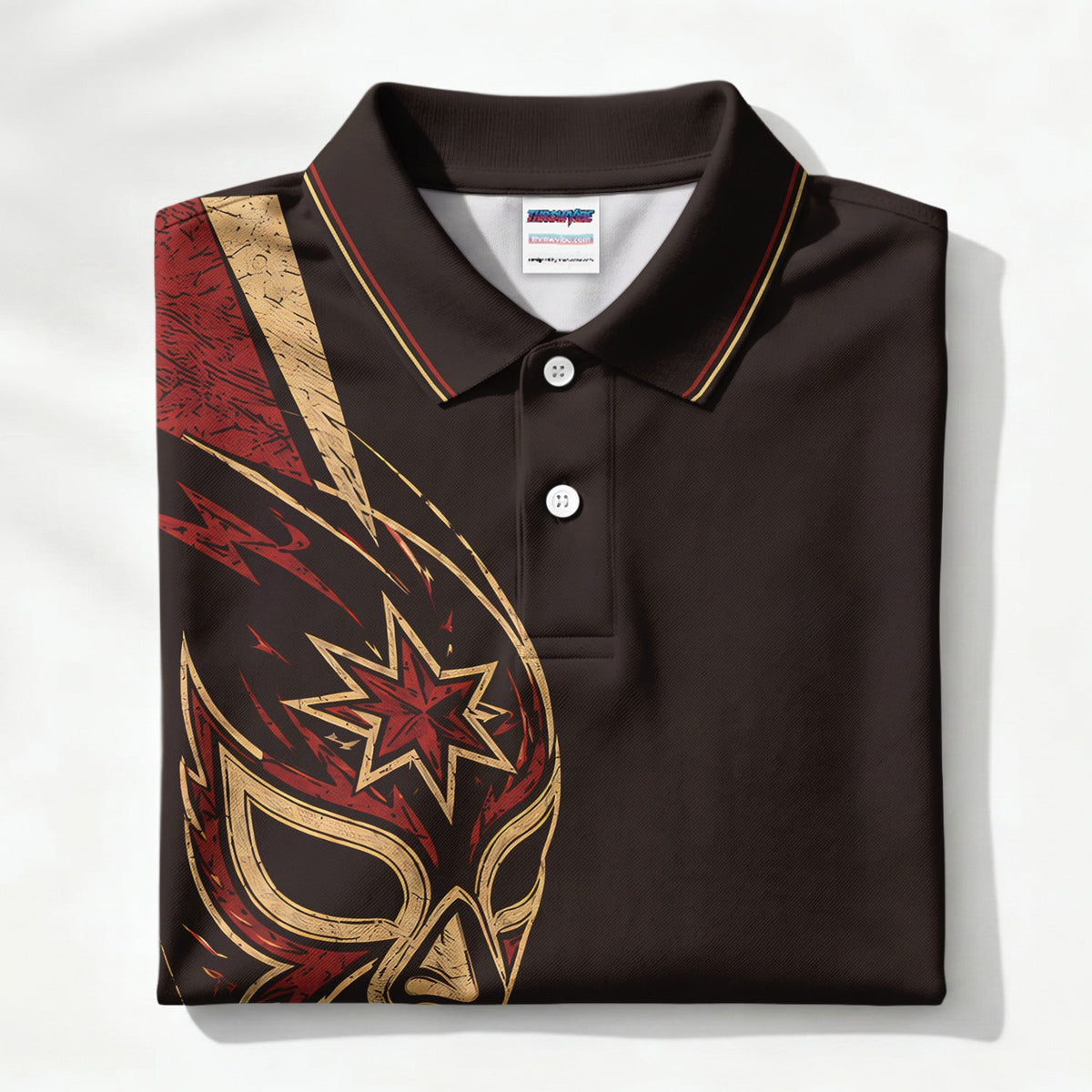 Lucha Libre Mask Polo Shirt for Men – Mexican Wrestling Lightning Graphic Polo Shirt