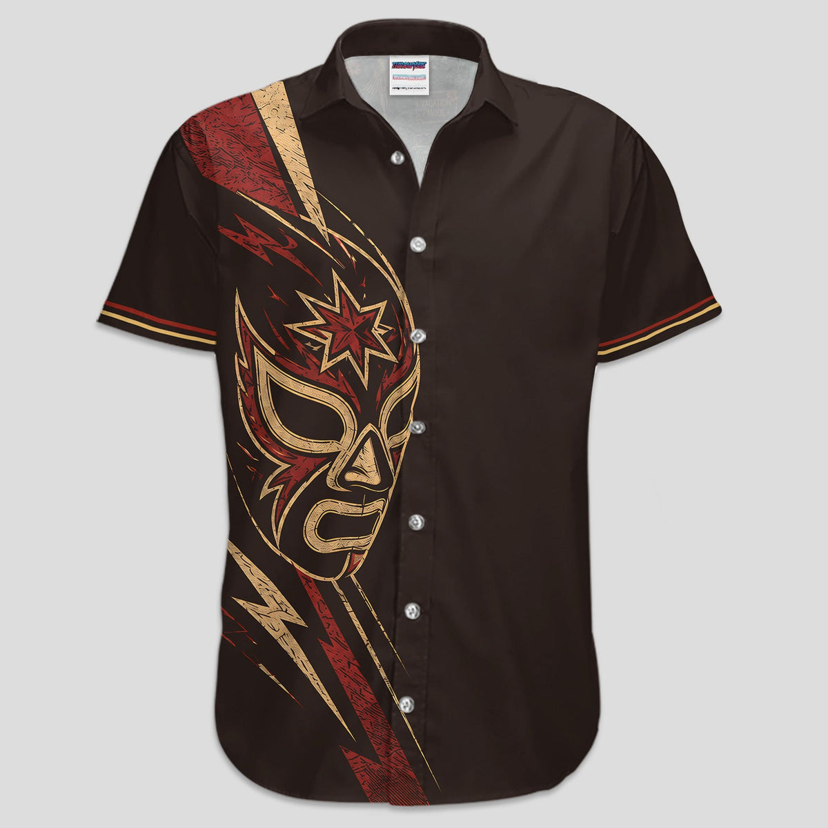 Lucha Libre Mask Polo Shirt for Men – Mexican Wrestling Lightning Graphic Polo Shirt