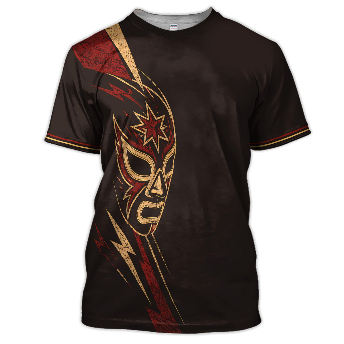 Lucha Libre Mask Polo Shirt for Men – Mexican Wrestling Lightning Graphic Polo Shirt