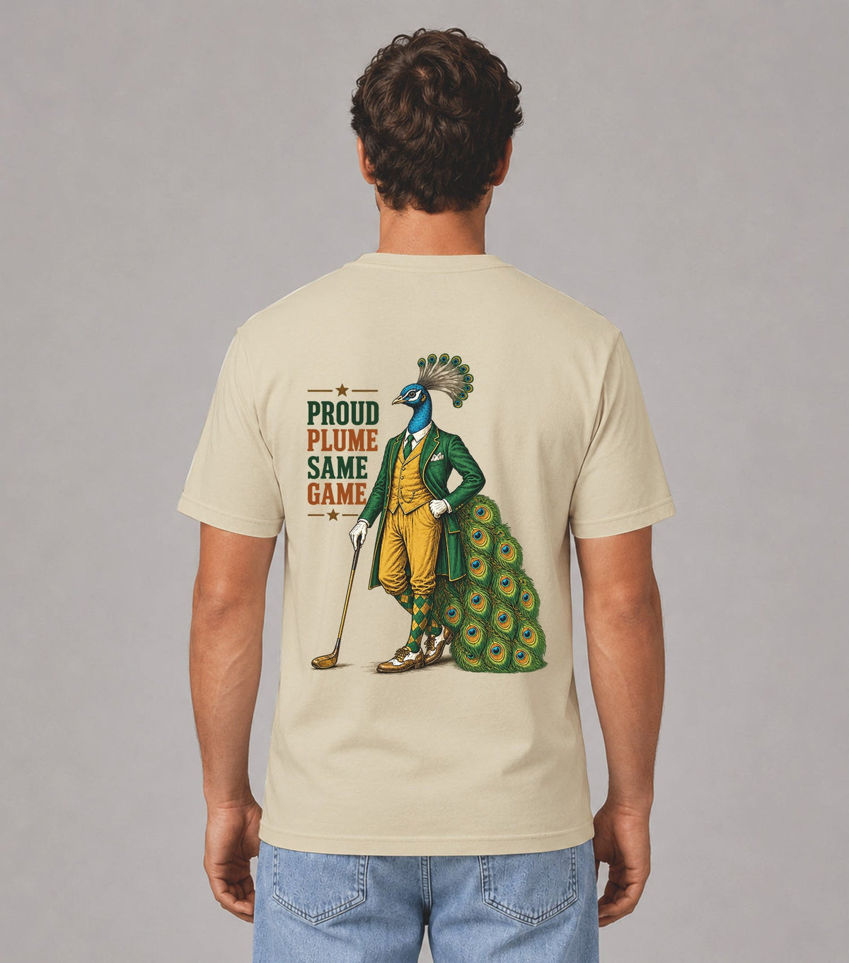 Proud Plume Same Game Peacock Golf T-Shirt