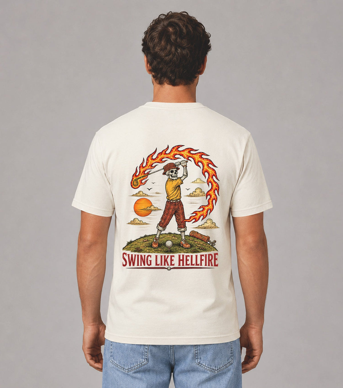 Swing Like Hellfire Skeleton Golf T-Shirt