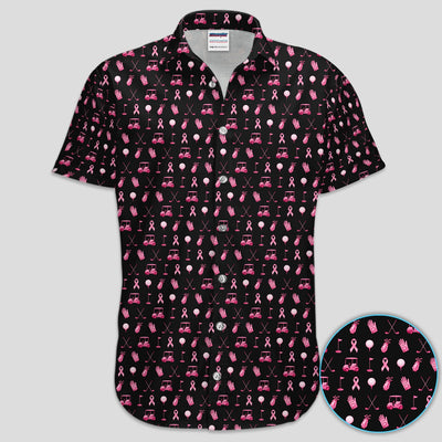 Breast Cancer Awareness Golf Polo Shirt for Men – Pink Ribbon Golfer Pattern Polo