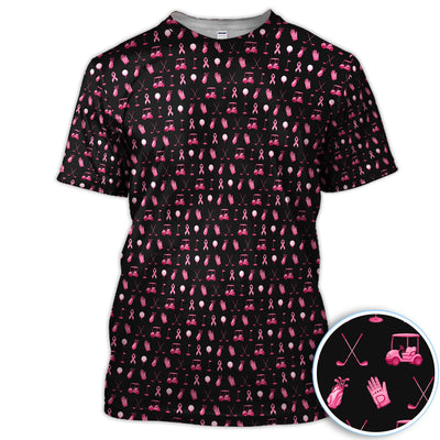 Breast Cancer Awareness Golf Polo Shirt for Men – Pink Ribbon Golfer Pattern Polo