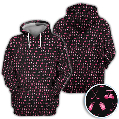 Breast Cancer Awareness Golf Polo Shirt for Men – Pink Ribbon Golfer Pattern Polo