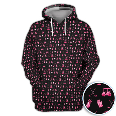 Breast Cancer Awareness Golf Polo Shirt for Men – Pink Ribbon Golfer Pattern Polo