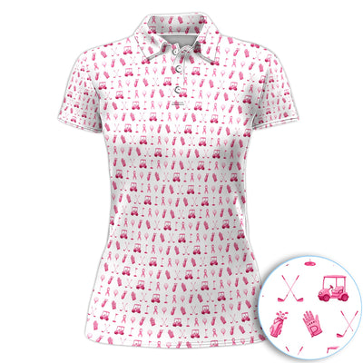 Breast Cancer Awareness Golf Polo Shirt for Men – Pink Ribbon Golfer Pattern Polo