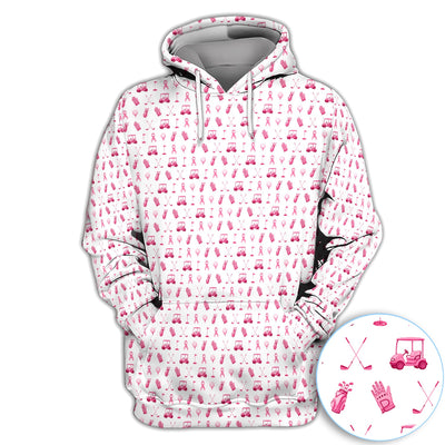 Breast Cancer Awareness Golf Polo Shirt for Men – Pink Ribbon Golfer Pattern Polo