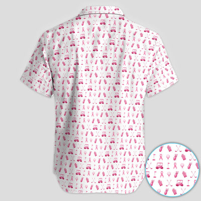Breast Cancer Awareness Golf Polo Shirt for Men – Pink Ribbon Golfer Pattern Polo