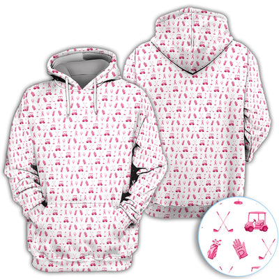 Breast Cancer Awareness Golf Polo Shirt for Men – Pink Ribbon Golfer Pattern Polo
