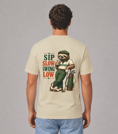 Sip Slow Swing Low Sloth Golf T-Shirt