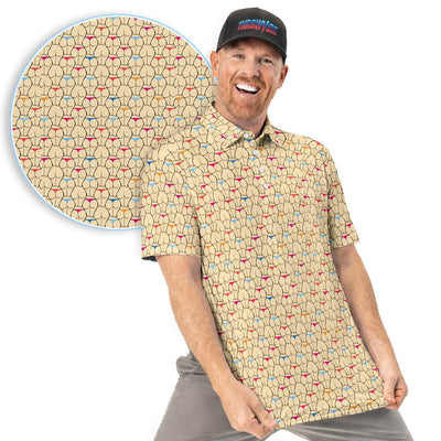 Funny Booty Pattern Polo Shirt for Men – Cheeky Retro Party Polo