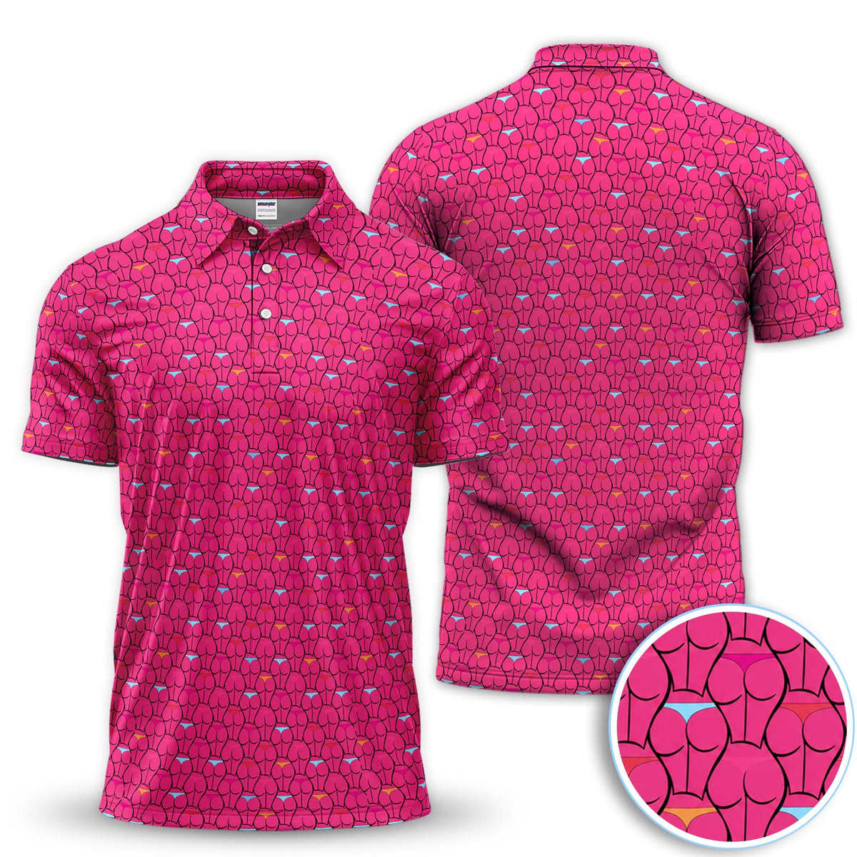 Funny Booty Pattern Polo Shirt for Men – Cheeky Retro Party Polo