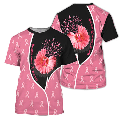 Breast Cancer Awareness Floral Polo Shirt for Women – Pink Ribbon Support Polo