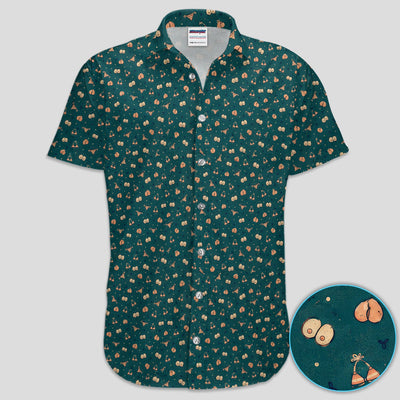 Funny Adult Humor Polo Shirt for Men – Dark Teal Cheeky Peach & Hidden Sexy Pattern Party Polo for Dad & Husband Gift