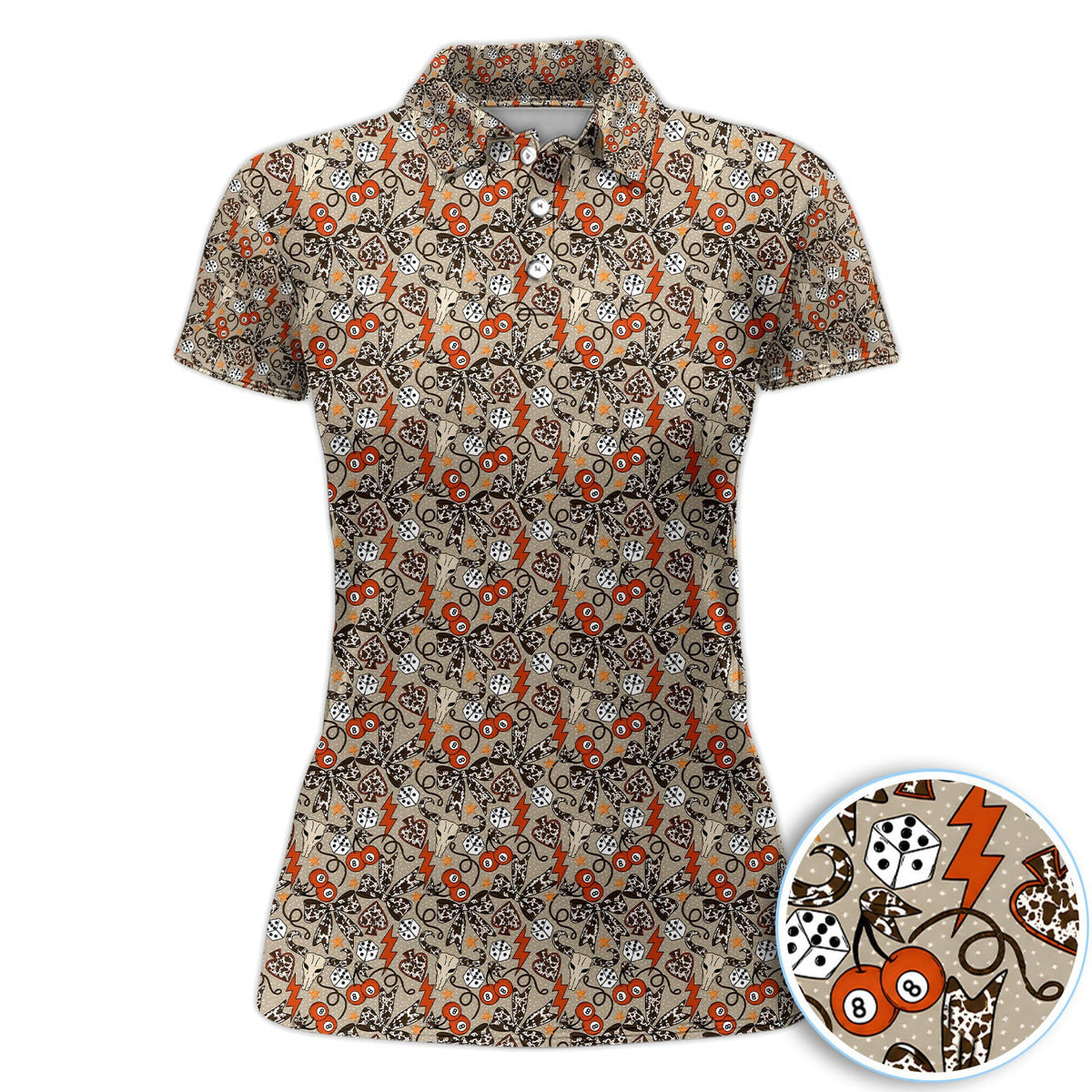 Funny Casino Polo Shirt for Men – Lucky Dice 8 Ball Retro Gambling Party Shirt, Vegas Game Night Gift