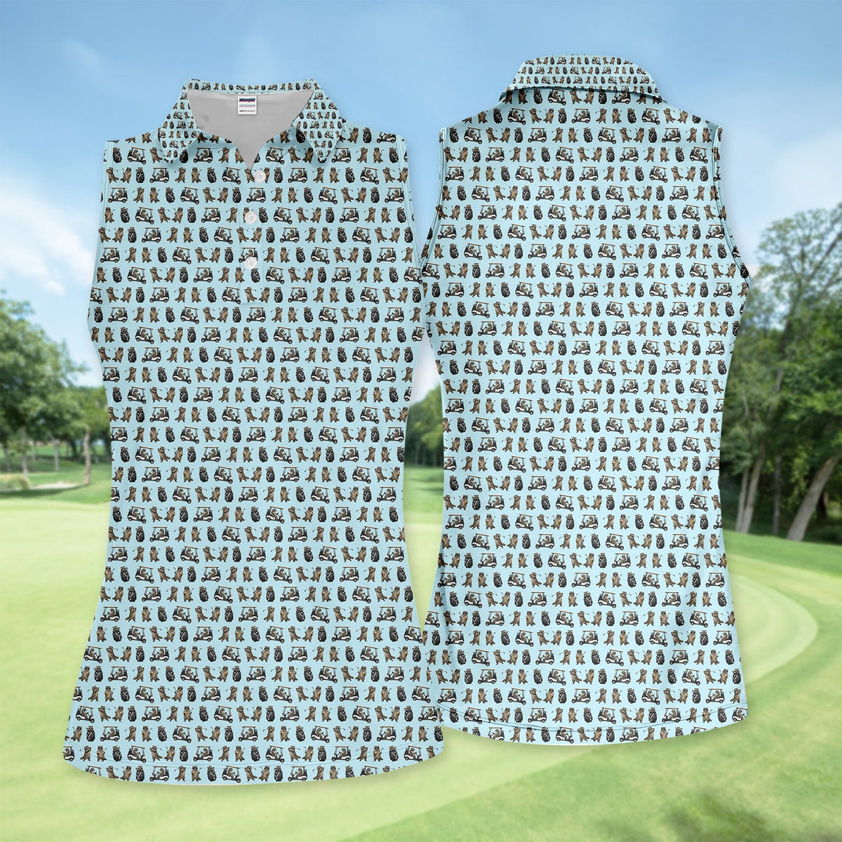 Funny Raccoon Golf Cart Pattern Shirt, Raccoon Golfer Golf Polo Shirt For Women, Animal Golf Lover Gift