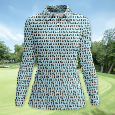 Funny Raccoon Golf Cart Pattern Shirt, Raccoon Golfer Golf Polo Shirt For Women, Animal Golf Lover Gift