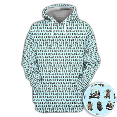 Funny Raccoon Golf Cart Pattern Shirt, Raccoon Golfer Golf Polo Shirt For Women, Animal Golf Lover Gift