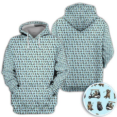 Funny Raccoon Golf Cart Pattern Shirt, Raccoon Golfer Golf Polo Shirt For Women, Animal Golf Lover Gift