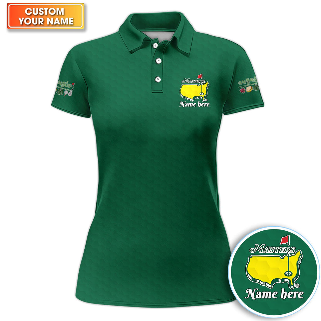Personalized Classic Green Masters Golf Pattern Shirt, Custom Name Golf Polo Shirt For Men, Golf Lover Gift