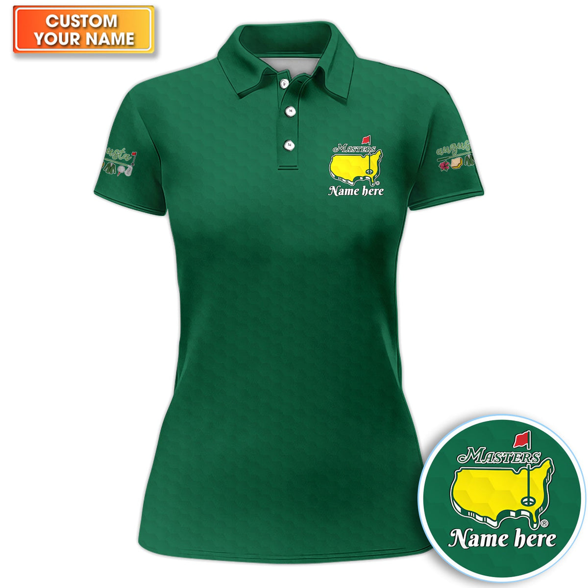 Personalized Classic Green Masters Golf Pattern Shirt, Custom Name Golf Polo Shirt For Men, Golf Lover Gift