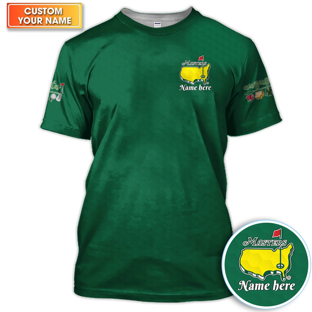 Personalized Classic Green Masters Golf Pattern Shirt, Custom Name Golf Polo Shirt For Men, Golf Lover Gift