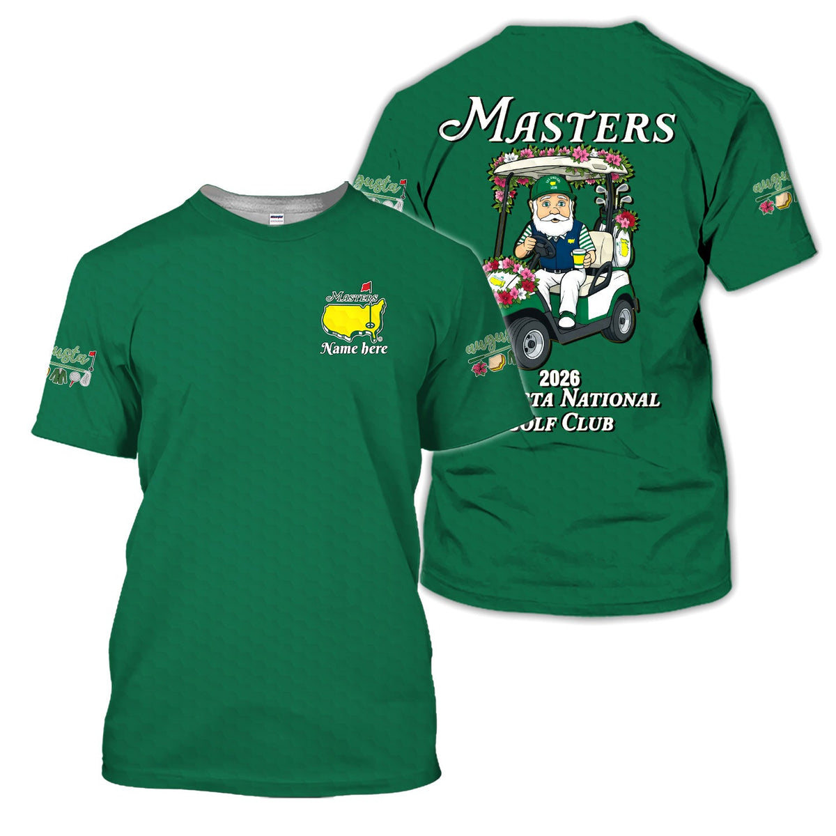 Personalized Classic Green Masters Golf Pattern Shirt, Custom Name Golf Polo Shirt For Men, Golf Lover Gift