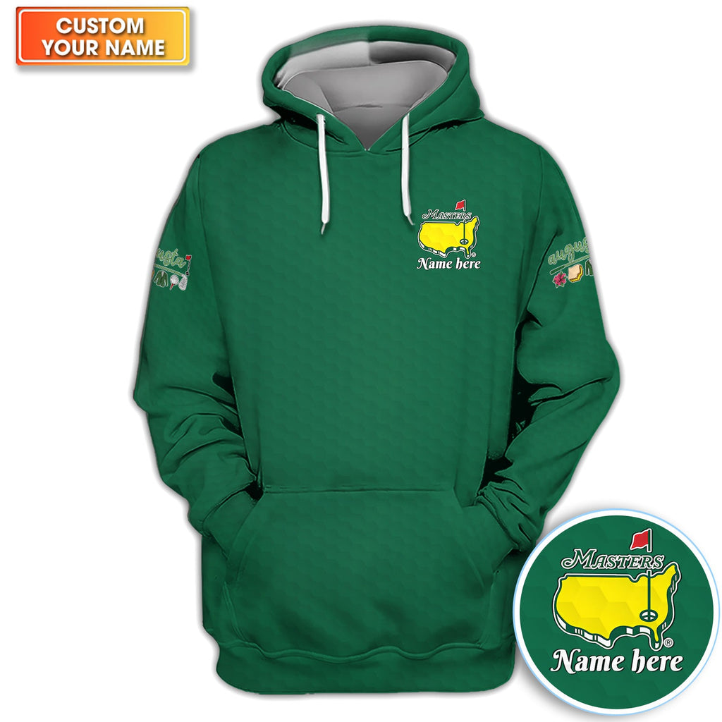 Personalized Classic Green Masters Golf Pattern Shirt, Custom Name Golf Polo Shirt For Men, Golf Lover Gift