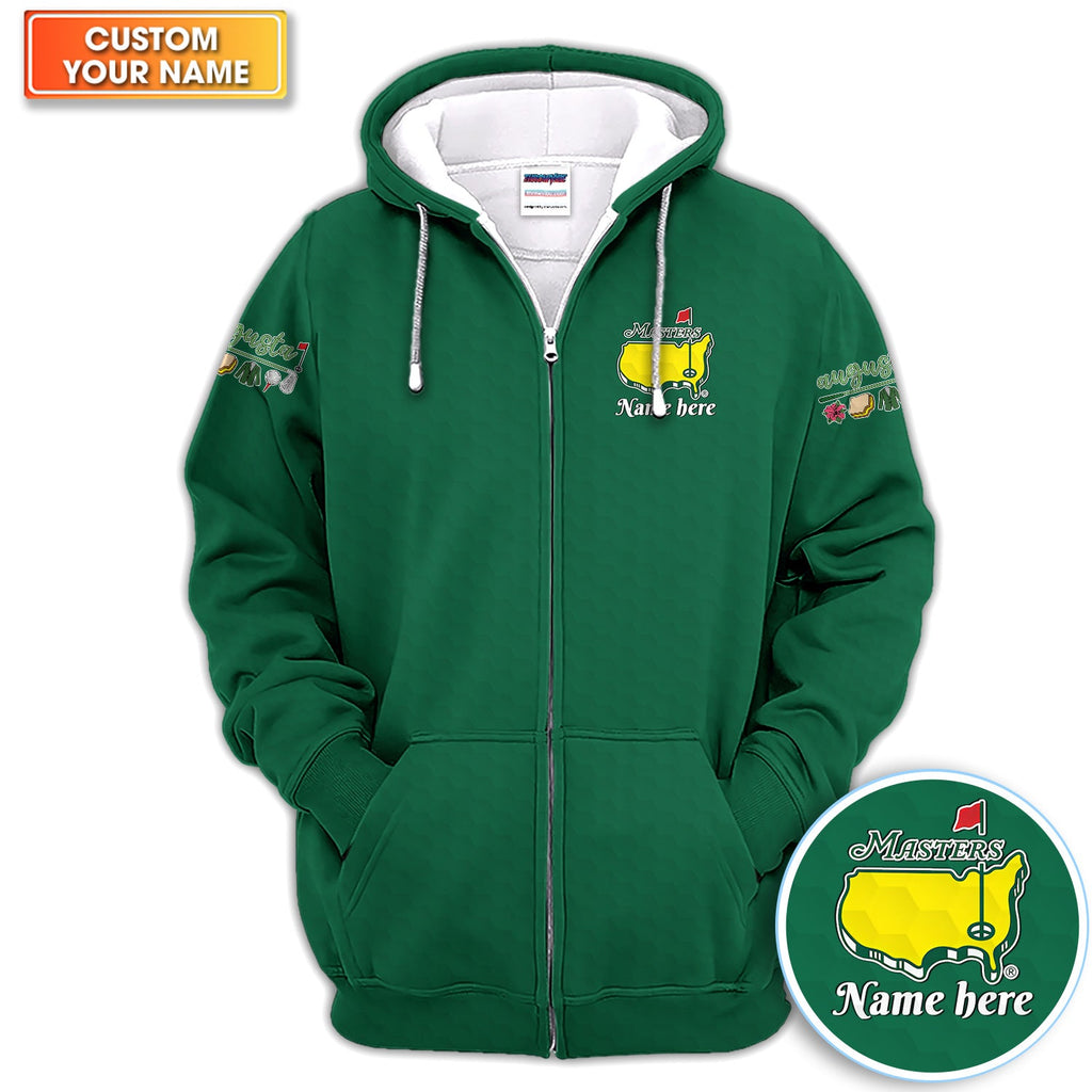 Personalized Classic Green Masters Golf Pattern Shirt, Custom Name Golf Polo Shirt For Men, Golf Lover Gift