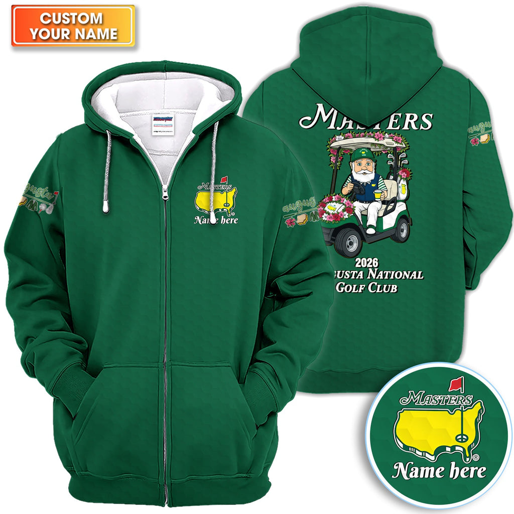 Personalized Classic Green Masters Golf Pattern Shirt, Custom Name Golf Polo Shirt For Men, Golf Lover Gift