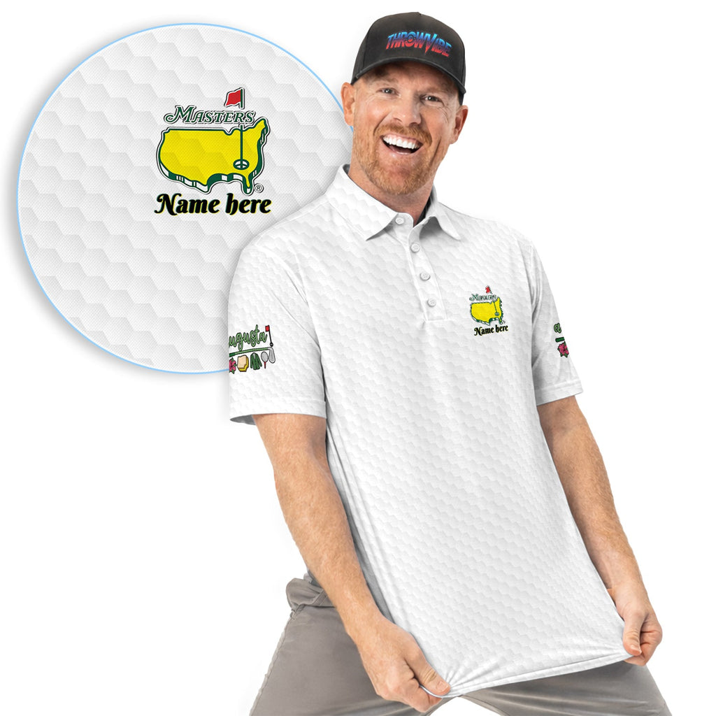 Personalized Classic Green Masters Golf Pattern Shirt, Custom Name Golf Polo Shirt For Men, Golf Lover Gift