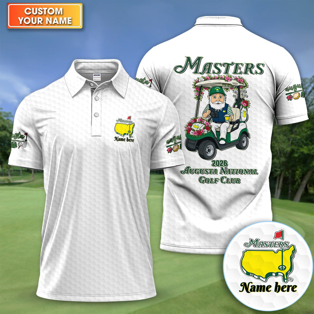 Personalized Classic Green Masters Golf Pattern Shirt, Custom Name Golf Polo Shirt For Men, Golf Lover Gift