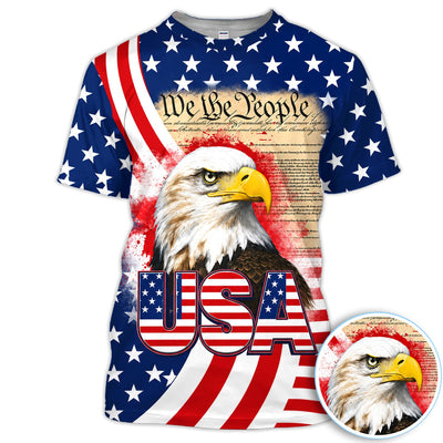 Patriotic American Eagle Golf Pattern Shirt, USA Flag Eagle Golf Shirt For Women, 4th Of July Gift