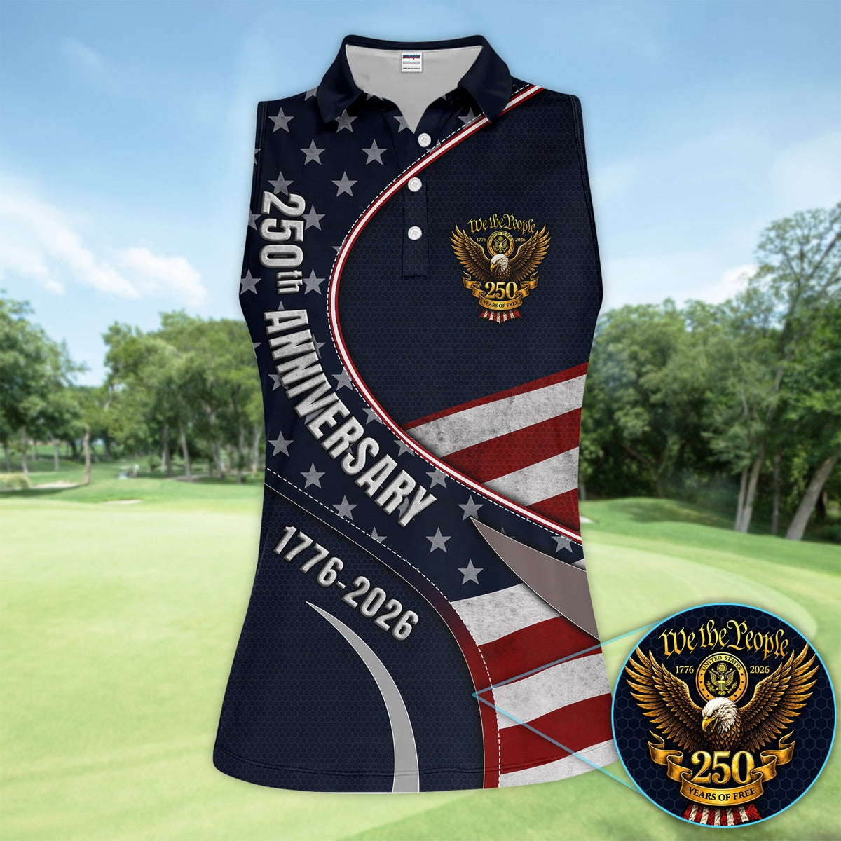 Patriotic 250th Anniversary USA Flag Eagle Golf Pattern Shirt, American Flag Golf Shirt For Women, Independence Day Gift