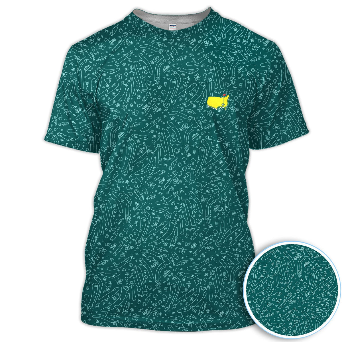 Green Golf Pattern Polo Shirt For Women, Clubs Balls All Over Print, Casual Sports Summer Golf Shirt