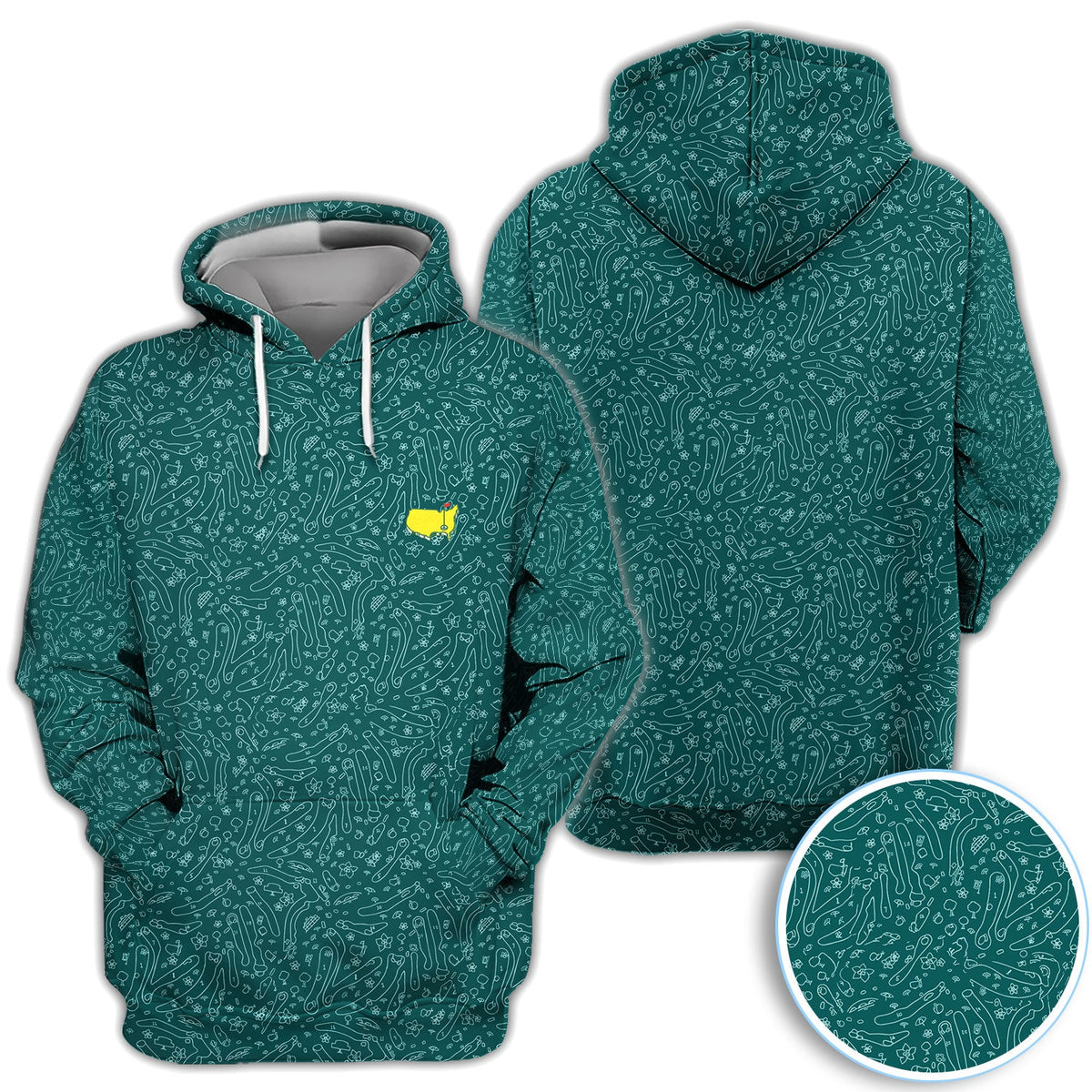 Green Golf Pattern Polo Shirt For Women, Clubs Balls All Over Print, Casual Sports Summer Golf Shirt