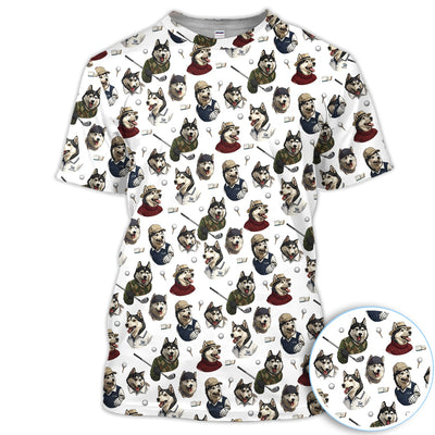 Funny Husky Golfer Pattern Shirt, Husky Dog Golf Polo Shirt For Women, Dog Lover Golf Gift